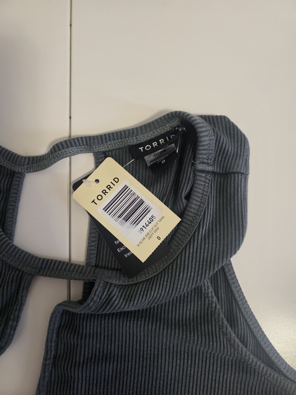 torrid Slate Blue Ribbed Keyhole Tank - Picture 3 of 8